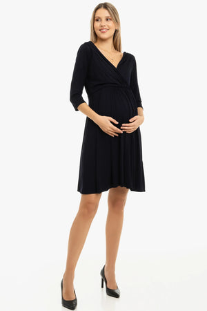 Elegancka sukienka ciążowa i do karmienia - granatowa