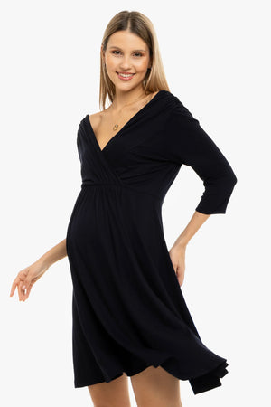 Elegancka sukienka ciążowa i do karmienia - granatowa