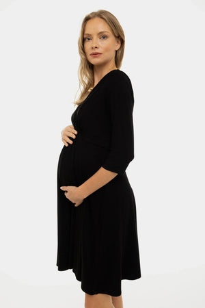 Elegancka sukienka ciążowa i do karmienia – czarna