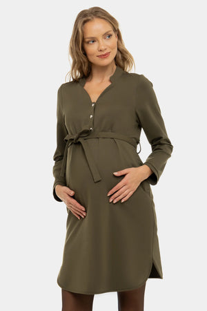Elastyczna sukienka ciążowa i do karmienia - khaki
