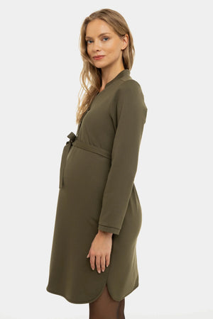 Elastyczna sukienka ciążowa i do karmienia - khaki