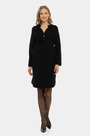 Elastyczna czarna sukienka ciążowa i do karmienia