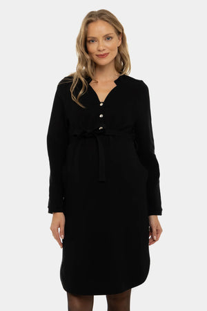 Elastyczna czarna sukienka ciążowa i do karmienia