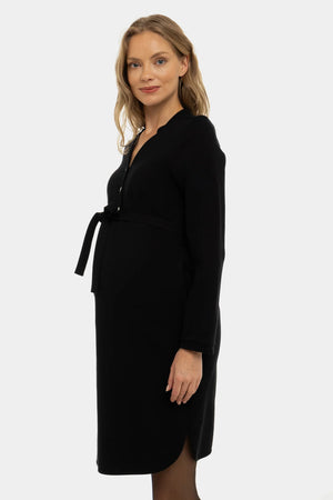 Elastyczna czarna sukienka ciążowa i do karmienia