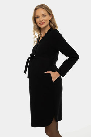 Elastyczna czarna sukienka ciążowa i do karmienia