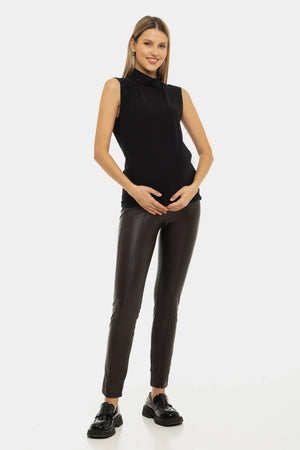 Skórzane legginsy ciążowe