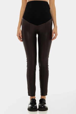 Skórzane legginsy ciążowe