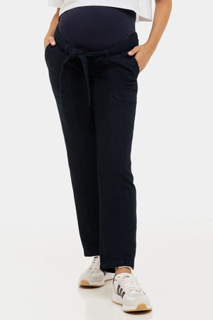 Jeansowe spodnie ciążowe typu "paper bag"