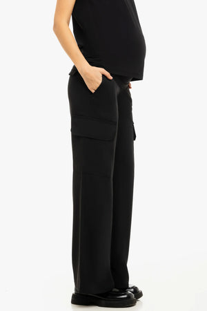 Eleganckie czarne spodnie cargo ciążowe