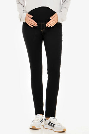 Elastyczne jeansy ciążowe ze zdejmowanym pasem