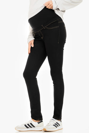 Elastyczne jeansy ciążowe ze zdejmowanym pasem