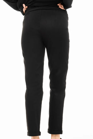 Bawełniane elastyczne spodnie ciążowe - czarne
