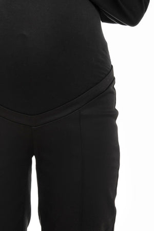 Bawełniane elastyczne spodnie ciążowe - czarne