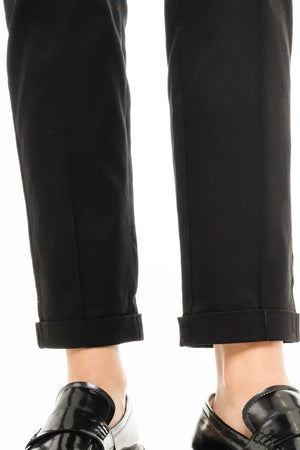 Bawełniane elastyczne spodnie ciążowe - czarne