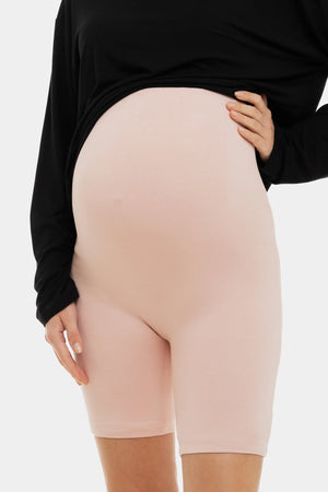 Miękki, podwójny leggins ciążowy – bezszwowy design - popielaty róż