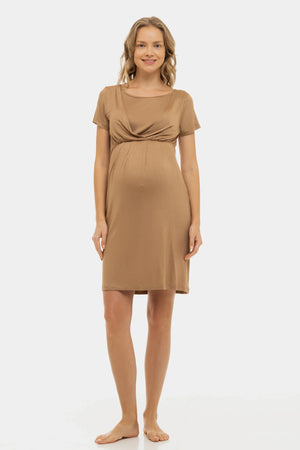 Beżowa koszula nocna ciążowa i do karmienia