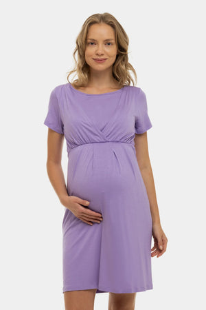 Koszula nocna ciążowa i do karmienia – w kolorze liliowym