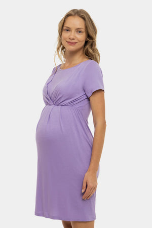 Koszula nocna ciążowa i do karmienia – w kolorze liliowym