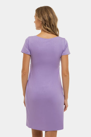 Koszula nocna ciążowa i do karmienia – w kolorze liliowym