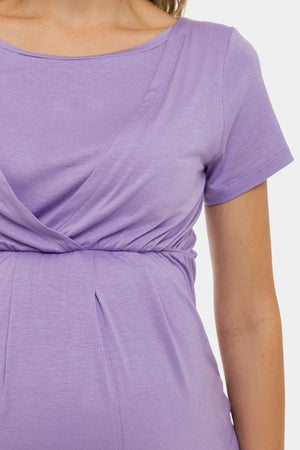 Koszula nocna ciążowa i do karmienia – w kolorze liliowym