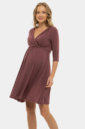 Elegancka sukienka ciążowa i do karmienia - przydymionego różu