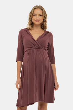 Elegancka sukienka ciążowa i do karmienia - przydymionego różu