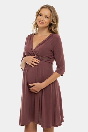 Elegancka sukienka ciążowa i do karmienia - przydymionego różu