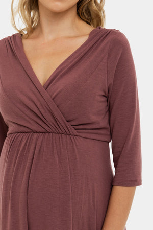 Elegancka sukienka ciążowa i do karmienia - przydymionego różu