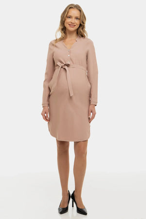 Elastyczna sukienka ciążowa i do karmienia – pudrowa