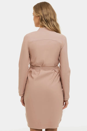 Elastyczna sukienka ciążowa i do karmienia – pudrowa