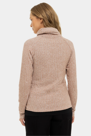 Beżowy sweter dzianinowy ciążowy i do karmienia