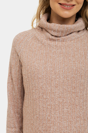 Beżowy sweter dzianinowy ciążowy i do karmienia