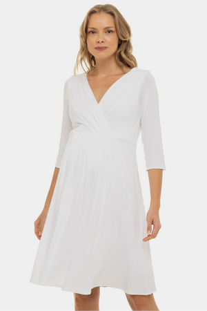 Elegancka sukienka ciążowa i do karmienia – biała