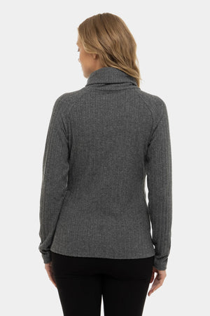 Ciemnoszary sweter dzianinowy ciążowy i do karmienia