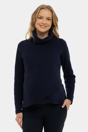 Ciemnoniebieski sweter dzianinowy ciążowy i do karmienia