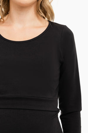Bawełniana bluzka ciążowa i do karmienia w kolorze czarnym