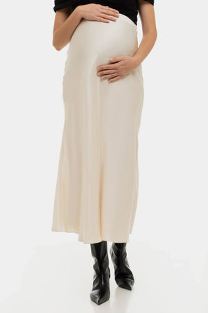 Satynowa spódnica ciążowa – ecru