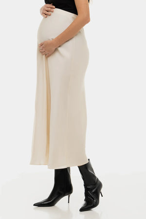Satynowa spódnica ciążowa – ecru