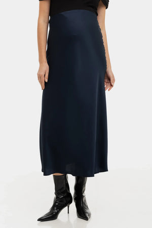 Satynowa spódnica ciążowa – granatowa