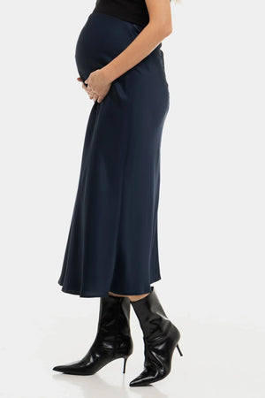 Satynowa spódnica ciążowa – granatowa