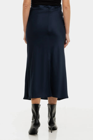 Satynowa spódnica ciążowa – granatowa
