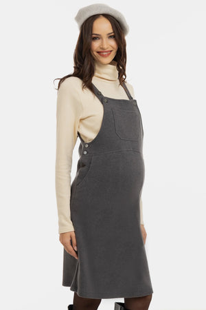 Dzianinowa sukienka na ramiączkach ciążowa i do karmienia - szara