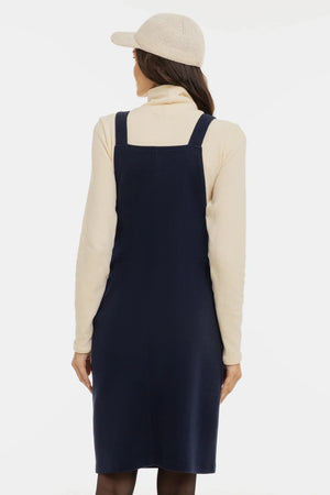 Dzianinowa sukienka na ramiączkach ciążowa i do karmienia – granatowa