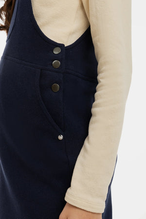 Dzianinowa sukienka na ramiączkach ciążowa i do karmienia – granatowa