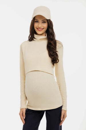 Bawełniany sweter ciążowy i do karmienia – ecru