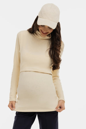 Bawełniany sweter ciążowy i do karmienia – ecru