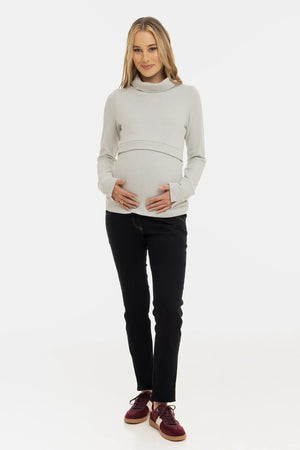 Bawełniany sweter ciążowy i do karmienia z golfem