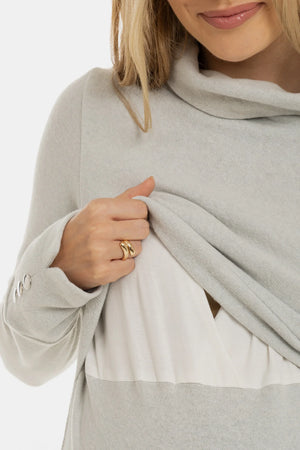 Bawełniany sweter ciążowy i do karmienia z golfem