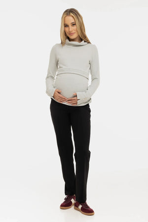 Eleganckie spodnie ciążowe z dzianiny – czarne