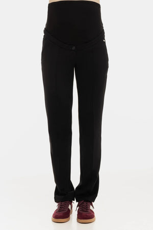 Eleganckie spodnie ciążowe z dzianiny – czarne